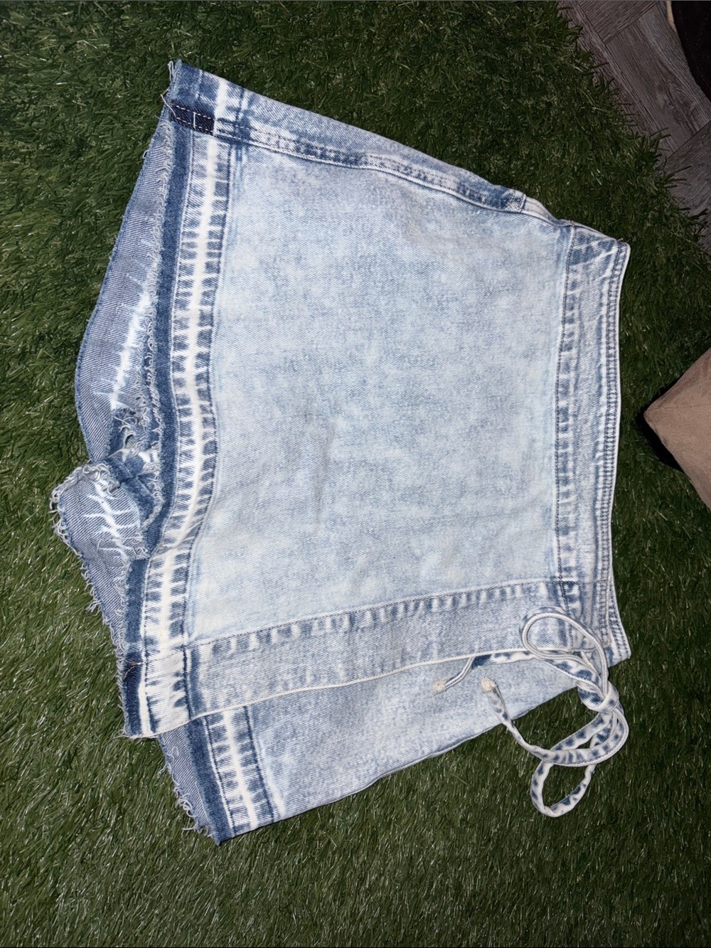 SO Light Blue Acid Wash Denim Skort